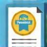 Accreditation badge on document